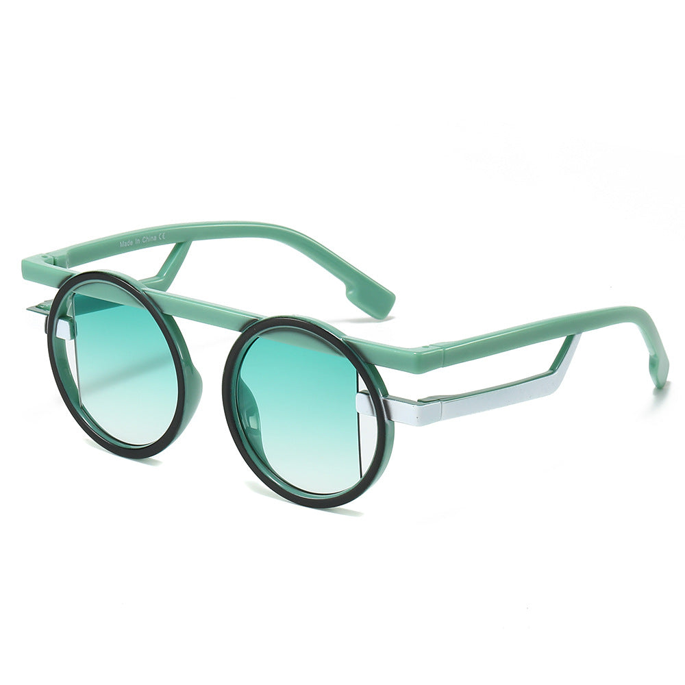 (6 PACK) Wholesale Sunglasses New Arrival Round Unique Funny Fashion 2025 - BulkSunglassesWholesale.com - Green Frame Green Lens
