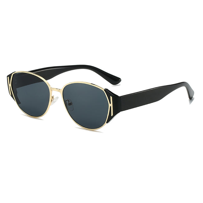 (6 PACK) Wholesale Sunglasses Korean Vintage Women Square Round 2025 - BulkSunglassesWholesale.com - Black Temple Gold Frame Black Lens Hover Image