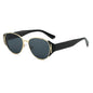 (6 PACK) Wholesale Sunglasses Korean Vintage Women Square Round 2025 - BulkSunglassesWholesale.com - Black Temple Gold Frame Black Lens