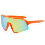 (12 PACK) Wholesale Sports Sunglasses Kids Outdoor Sport Cycling Windproof Fashion 2024 - BulkSunglassesWholesale.com - Orange Frame Gold Mirrored