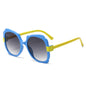 (6 PACK) Wholesale Sunglasses New Arrival Unique Butterfly Unique Outdoor Street 2024 - BulkSunglassesWholesale.com - Blue Frame Gradient Black Lens ( Yellow Temple )