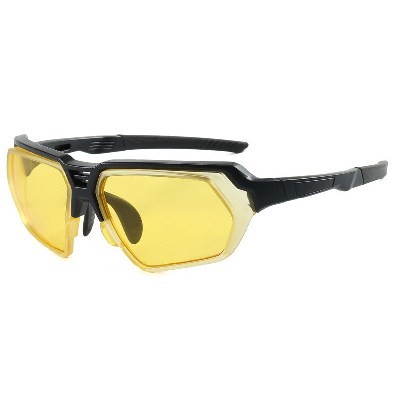 (12 PACK) Wholesale Sports Sunglasses Unique Cycling Outdoor Fashion 2024 - BulkSunglassesWholesale.com - Black Frame Yellow Lens