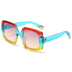 (6 PACK) Wholesale Sunglasses New Arrival Square Colorful Trendy Fashion Women 2024 - BulkSunglassesWholesale.com - Red Blue Yellow Frame Purple Tea Lens