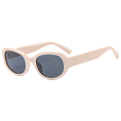 (6 PACK) Wholesale Sunglasses Oval Small Women Vintage Cat Eye 2024 - BulkSunglassesWholesale.com - Beige White Frame Black Lens