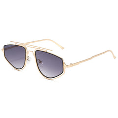 (6 PACK) Wholesale Sunglasses New Arrival Fashion Double Bridge Outdoor Square 2024 - BulkSunglassesWholesale.com - Gold Frame Gradient Black Lens