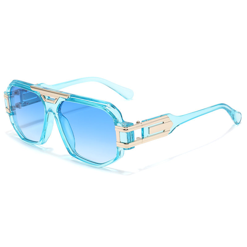 (6 PACK) Wholesale Sunglasses New Arrival Men Street Women New Arrival Vintage 2024 - BulkSunglassesWholesale.com - Blue Frame Gradient Blue Lens