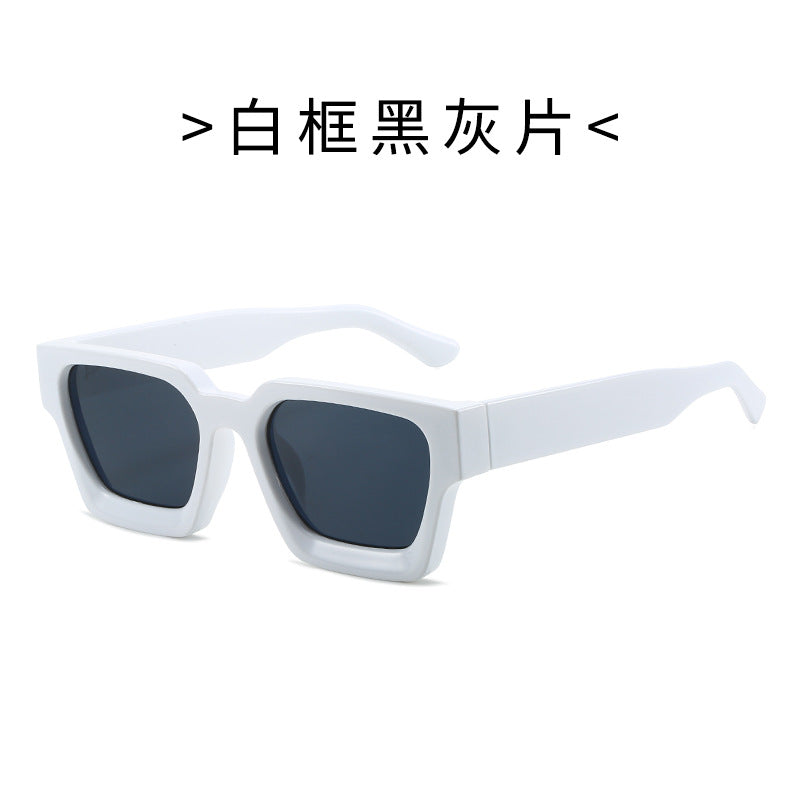 (6 PACK) Wholesale Sunglasses Square New Arrival Trendy Square Unique Oversized 2024 - BulkSunglassesWholesale.com - White Frame Black Black Lens