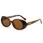 (6 PACK) Wholesale Sunglasses New Arrival Small Oval Fashion Round 2024 - BulkSunglassesWholesale.com - Leopard Print Frame Tea Lens
