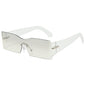 (6 PACK) Wholesale Sunglasses New Arrival One Piece Unique Square Rimless Rivet Fashion 2024 - BulkSunglassesWholesale.com - Mirrored Lens