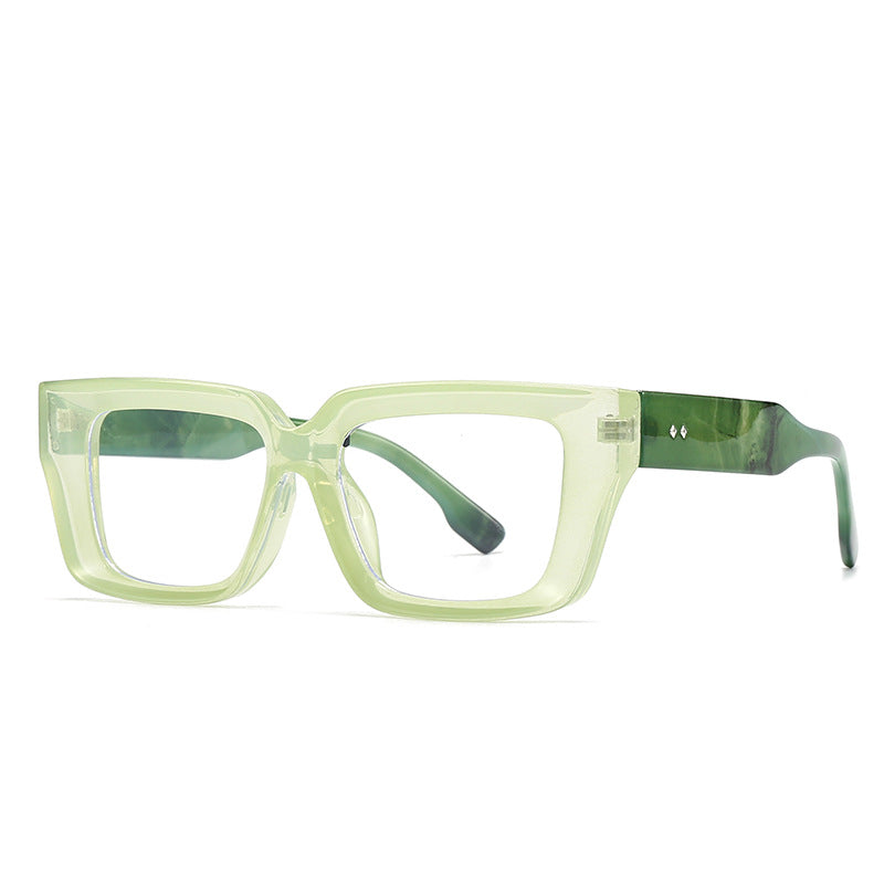 (6 PACK) Wholesale Sunglasses Trendy Street Antiblue Light Women 2024 - BulkSunglassesWholesale.com - Green Frame Clear Lens
