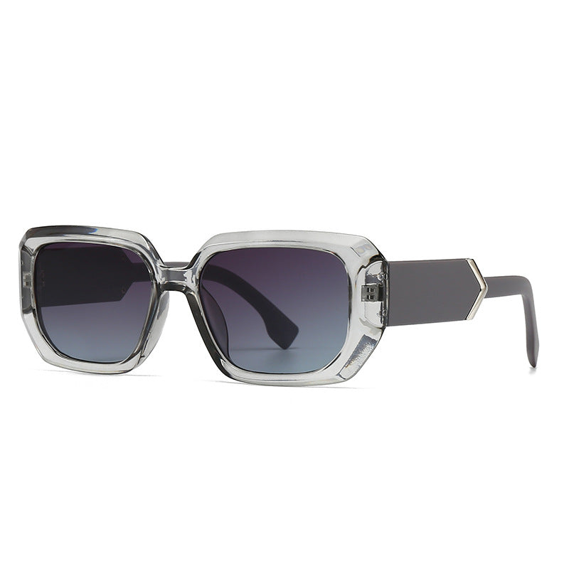 (6 PACK) Wholesale Sunglasses Square Women Vintage 2024 - BulkSunglassesWholesale.com - Grey Frame Blue Black Lens