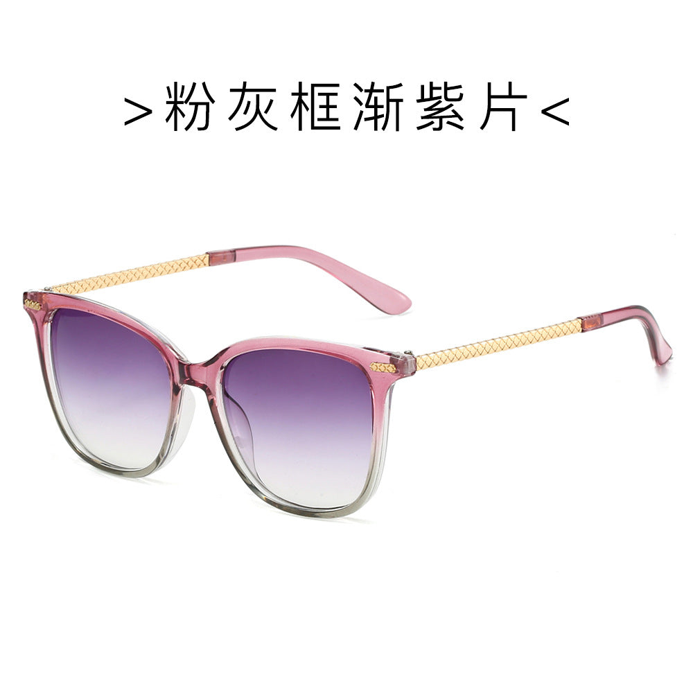 (6 PACK) Wholesale Sunglasses New Arrival Square Round Unisex 2025 - BulkSunglassesWholesale.com - Pink Grey Frame Gradient Purple Lens