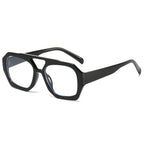(6 PACK) Wholesale Sunglasses Double Bridge Vintage Unique Trendy Women 2024 - BulkSunglassesWholesale.com - Black Frame Clear Lens