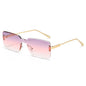 (6 PACK) Wholesale Sunglasses New Arrival Rimless Square Fashion Unique Square 2025 - BulkSunglassesWholesale.com - Gold Frame Purple Pink Lens