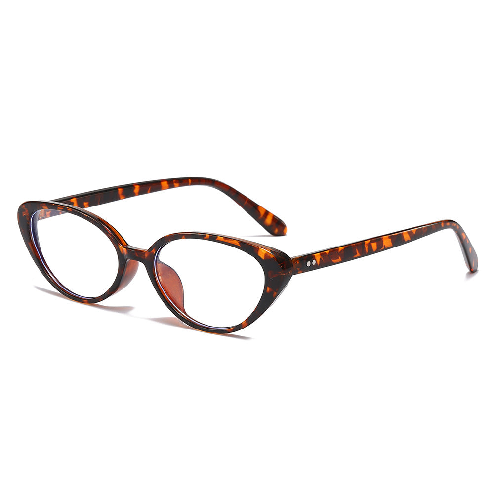 (6 PACK) Wholesale Sunglasses New Arrival Small Cat Eye Women Street Fashion Trendy Women 2025 - BulkSunglassesWholesale.com - Leopard Print Frame Clear Lens