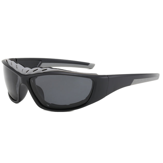 (12 PACK) Wholesale Sports Sunglasses New Arrival Polarized Sport Outdoor Cycling 2024 - BulkSunglassesWholesale.com - Black Frame Black Lens Hover Image