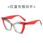 (6 PACK) Wholesale Sunglasses Trendy Street Fashion Unique 2024 - BulkSunglassesWholesale.com - Red Blue Grey Frame Clear Lens