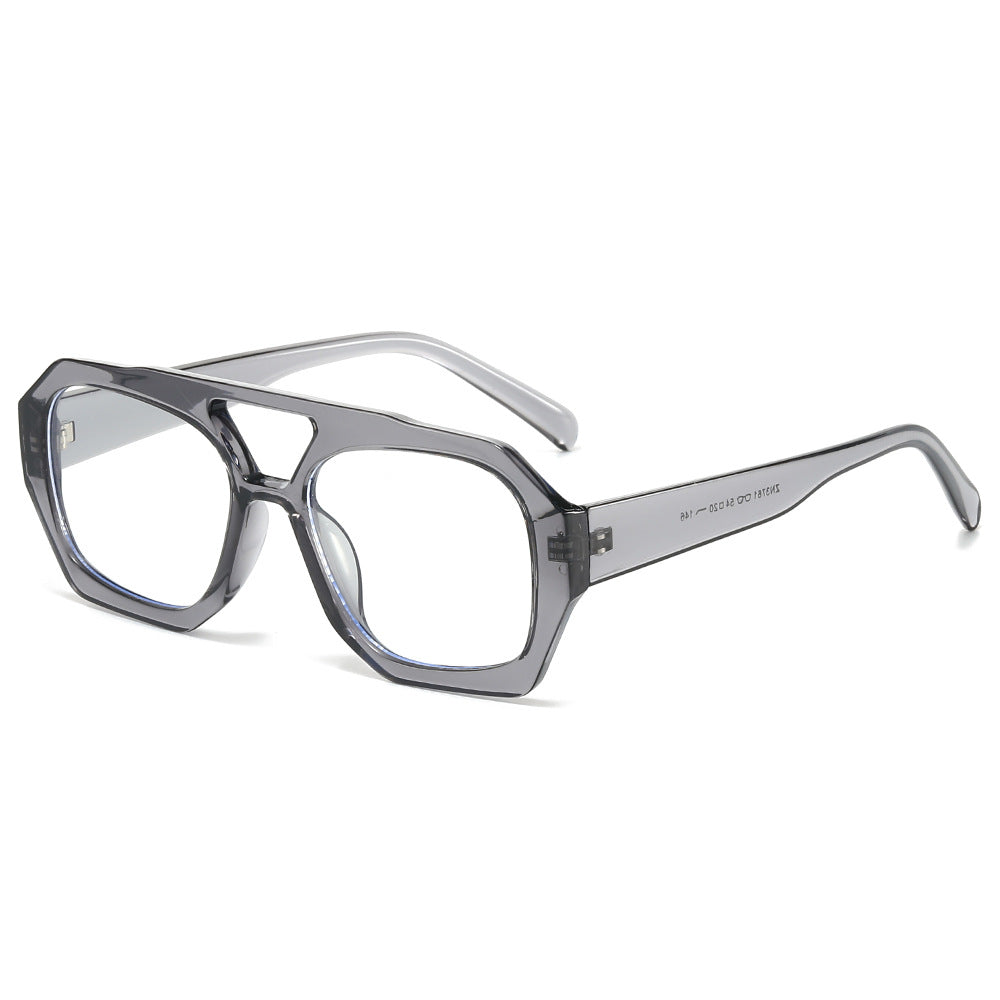 (6 PACK) Wholesale Sunglasses Double Bridge Vintage Unique Trendy Women 2024 - BulkSunglassesWholesale.com - Clear Grey Frame Clear Lens