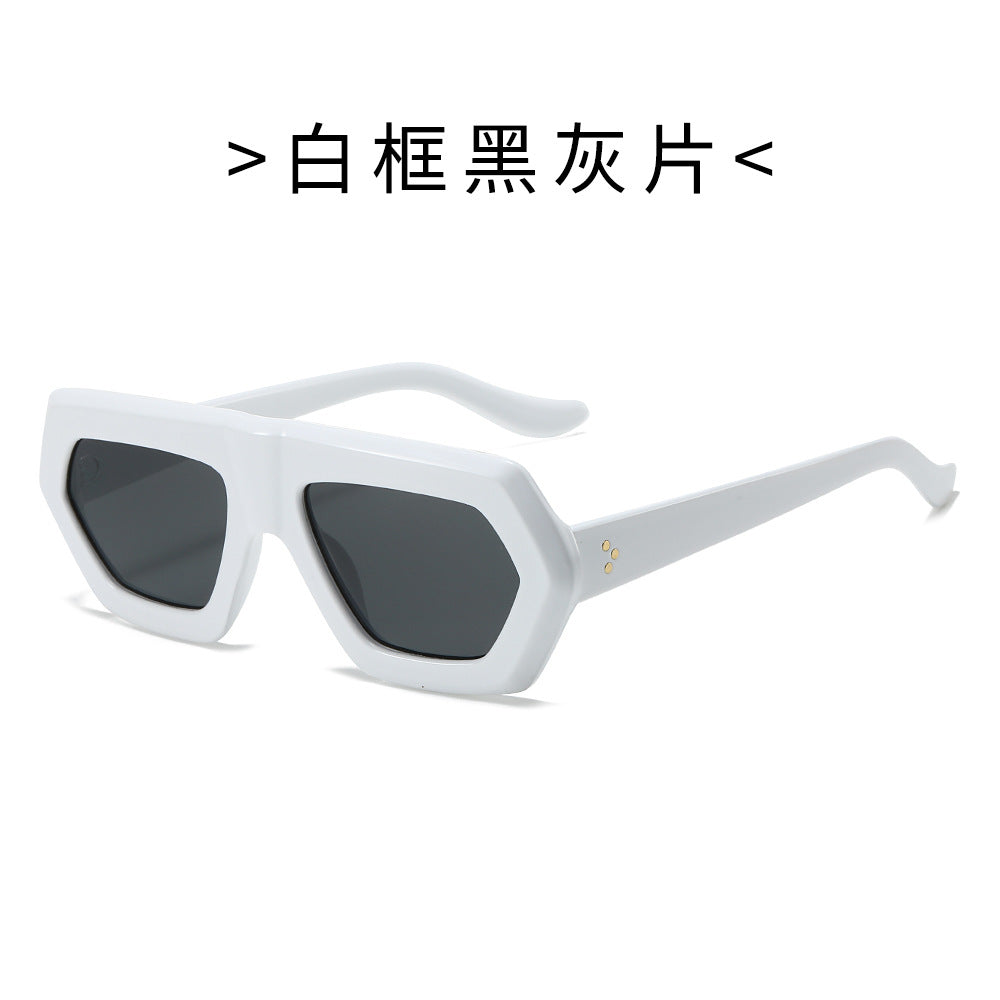 (6 PACK) Wholesale Sunglasses New Arrival Street Women 2024 - BulkSunglassesWholesale.com - White Frame Black Black Lens