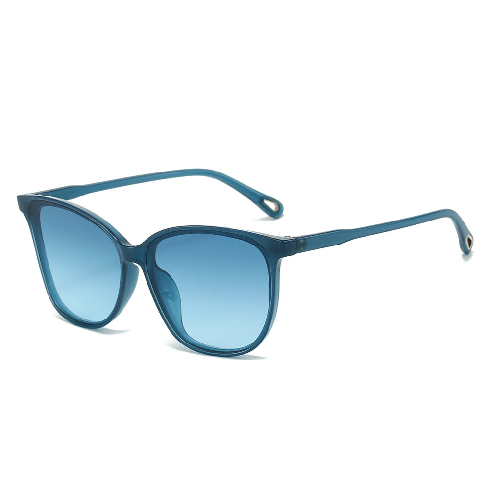 (6 PACK) Wholesale Sunglasses Fashion Unique Cat Eye Trendy Street Women 2024 - BulkSunglassesWholesale.com - Blue Frame Blue Lens