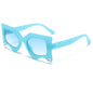 (6 PACK) Wholesale Sunglasses New Arrival Fashion Trendy Women Unique Men Fashion Street 2024 - BulkSunglassesWholesale.com - Shiny Blue Frame Gradient Blue Lens
