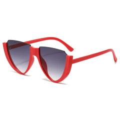 (6 PACK) Wholesale Sunglasses New Arrival Unisex Semirimless Unique Cut Edge Cat Eye Trendy 2024 - BulkSunglassesWholesale.com - Red Frame Gradient Black Lens