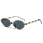 (6 PACK) Wholesale Sunglasses Fashion Oval Small Women Women 2024 - BulkSunglassesWholesale.com - Grey Frame Black Black Lens