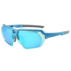 (12 PACK) Wholesale Sports Sunglasses Unique Cycling Outdoor Fashion 2024 - BulkSunglassesWholesale.com - Blue Frame Blue Mirrored