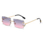(6 PACK) Wholesale Sunglasses Fashion New Arrival Rimless Women 2025 - BulkSunglassesWholesale.com - Gold Frame Grey Pink