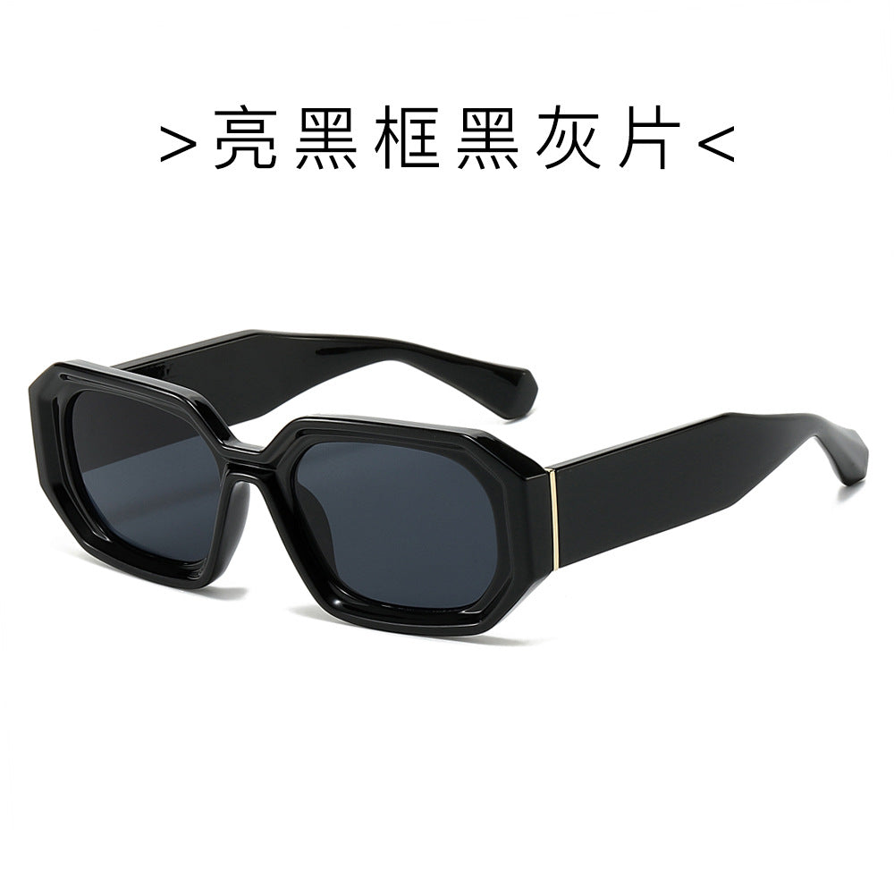 (6 PACK) Wholesale Sunglasses New Arrival Korean Fashion Small Women Cut Edge Square Hip Hop Street 2024 - BulkSunglassesWholesale.com - Shiny Black Frame Black Black Lens