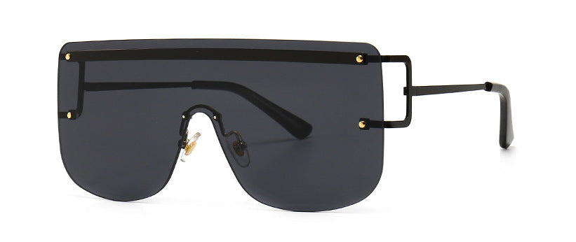 (6 PACK) Wholesale Sunglasses One Piece Flat Top Vintage Women 2024 - BulkSunglassesWholesale.com - Black Black Grey