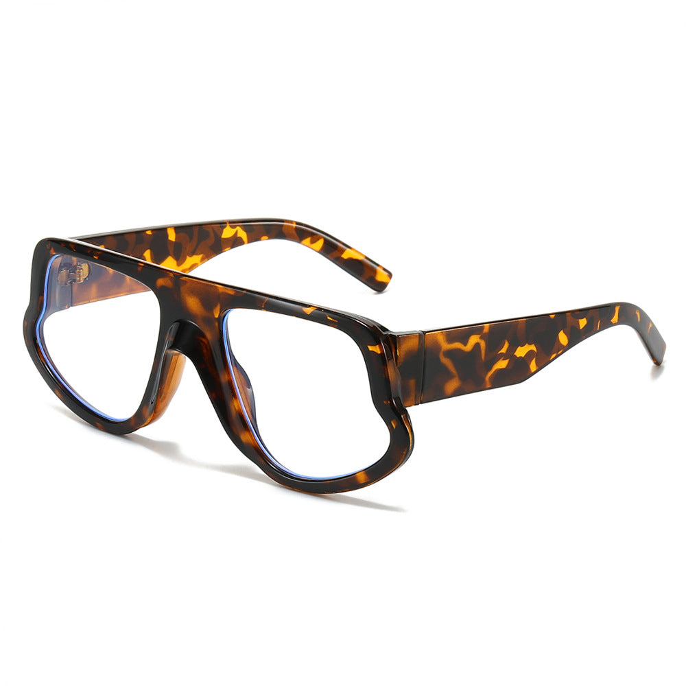 (6 PACK) Wholesale Sunglasses New Arrival Wide Fashion Oversized Trendy 2025 - BulkSunglassesWholesale.com - Leopard Print Frame Clear Lens