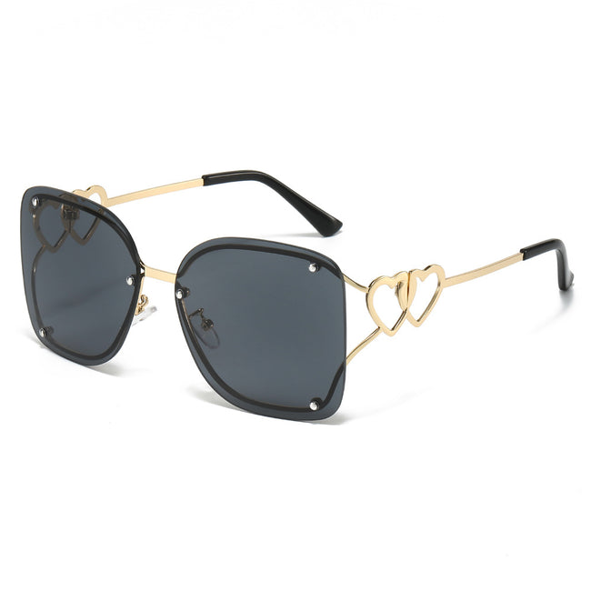 (6 PACK) Wholesale Sunglasses New Arrival Square Unique Oversized Women 2025 - BulkSunglassesWholesale.com - Gold Frame Black Lens Hover Image
