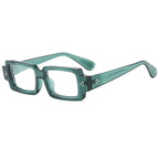 (6 PACK) Wholesale Sunglasses New Arrival Square Fashion Rivet Night Vision Unisex 2024 - BulkSunglassesWholesale.com - Clear Green Frame Clear Lens