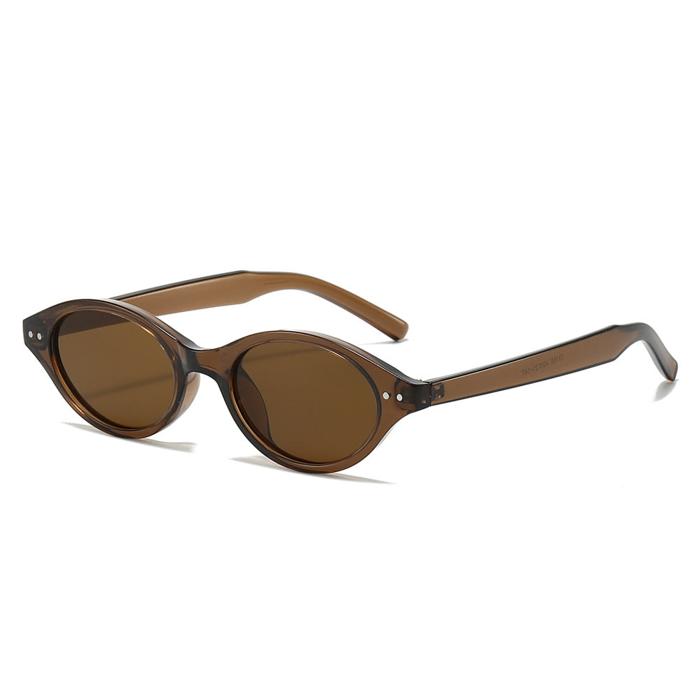(6 PACK) Wholesale Sunglasses New Arrival Small Women Antiblue Light 2025 - BulkSunglassesWholesale.com - Dark Tea Frame Tea Lens