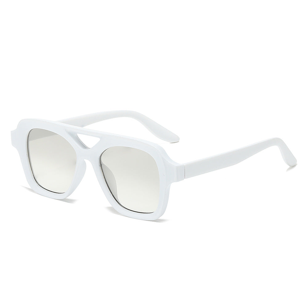 (6 PACK) Wholesale Sunglasses New Arrival Double Bridge Fashion Aviator Unique Unisex 2024 - BulkSunglassesWholesale.com - White Frame Mirrored Lens