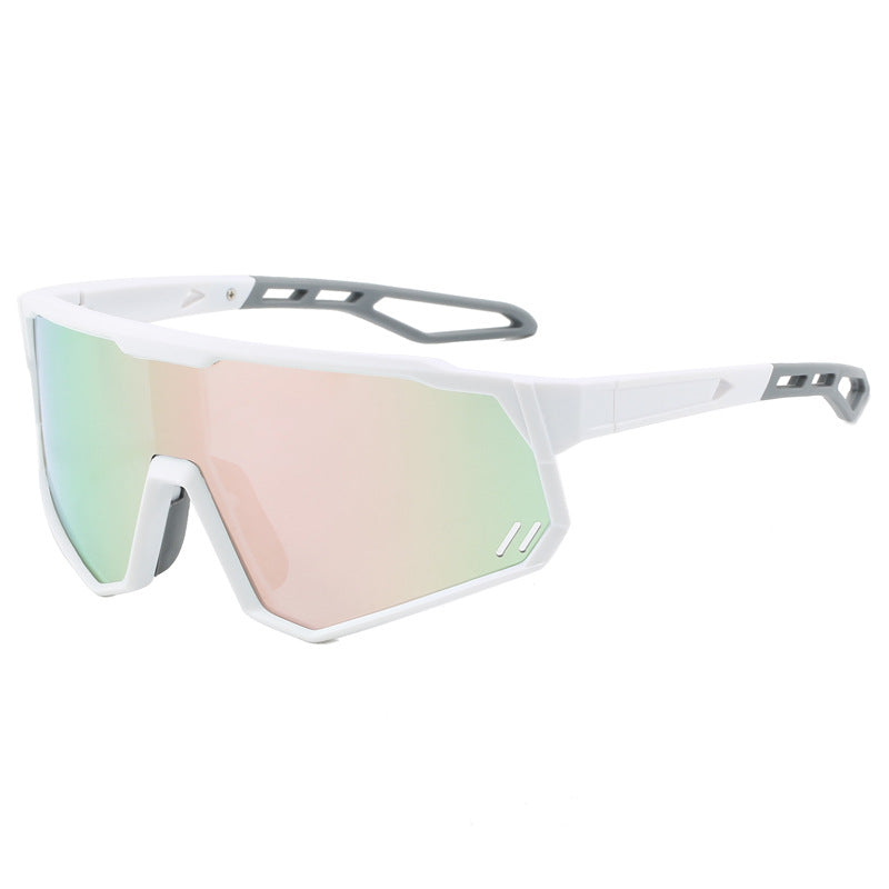 (12 PACK) Wholesale Sports Sunglasses New Arrival Sport Cycling Unisex Oversized Polarized 2024 - BulkSunglassesWholesale.com - Polarized White Frame Pink Mirrored