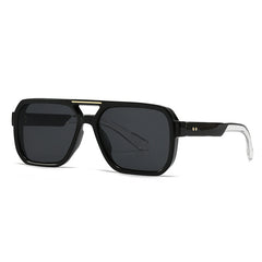 (6 PACK) Wholesale Sunglasses Trendy Street Vintage Antiblue Light 2024 - BulkSunglassesWholesale.com - Black Grey Transparent Temple