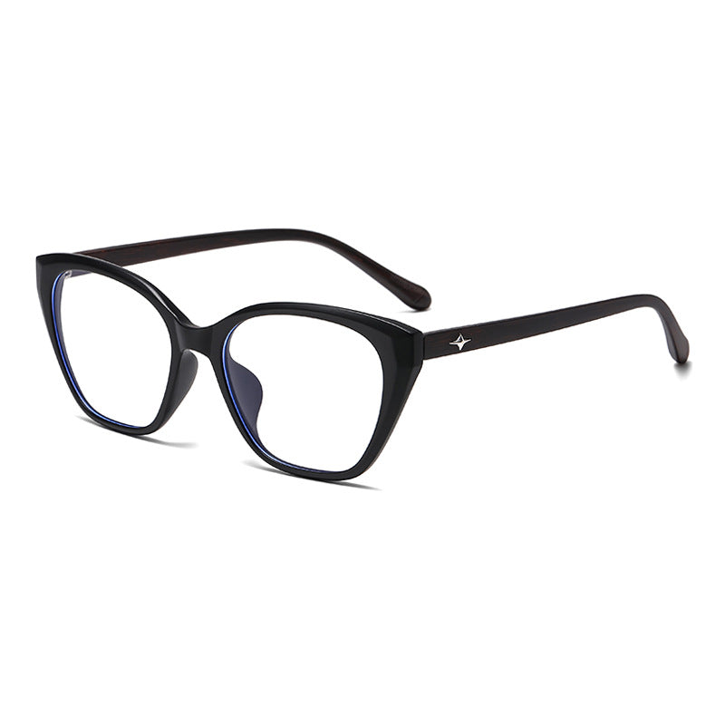 (6 PACK) Wholesale Eyeglasses Frames Classic Vintage Cat Eye TR Women Korean Star Wood Grain Antiblue Light 2025 - BulkSunglassesWholesale.com - Matt Black