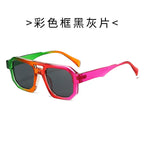 (6 PACK) Wholesale Sunglasses Double Bridge Trendy Unique Punk Fashion 2024 - BulkSunglassesWholesale.com - Frame Black Black Lens Lens