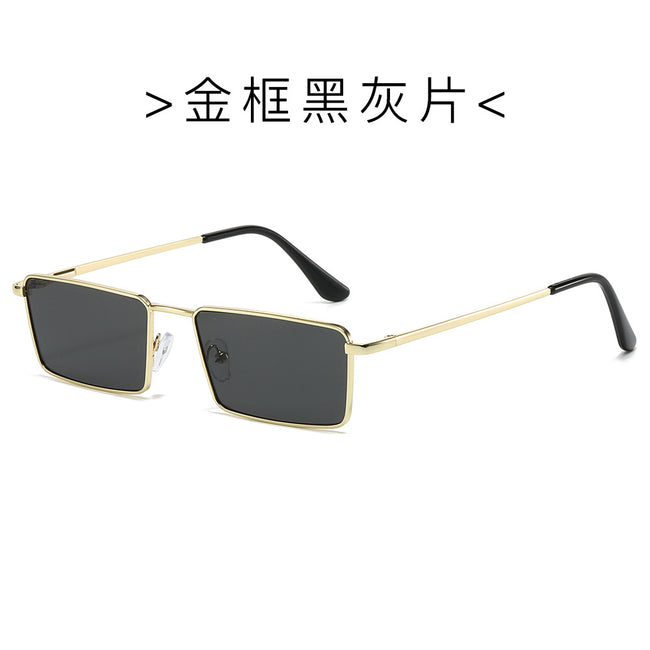 (6 PACK) Wholesale Sunglasses Metal Square Small Women Fashion Vintage Unique Street Trendy 2024 - BulkSunglassesWholesale.com - Gold Frame Black Black Lens Hover Image