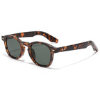 (6 PACK) Wholesale Sunglasses Rivet Trendy Fashion Women Street Vintage 2025 - BulkSunglassesWholesale.com - Leopard Print Frame Green Lens