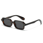 (6 PACK) Wholesale Sunglasses Rivet Fashion Trendy Street Vintage Square 2025 - BulkSunglassesWholesale.com - Leopard Print Frame Black Lens