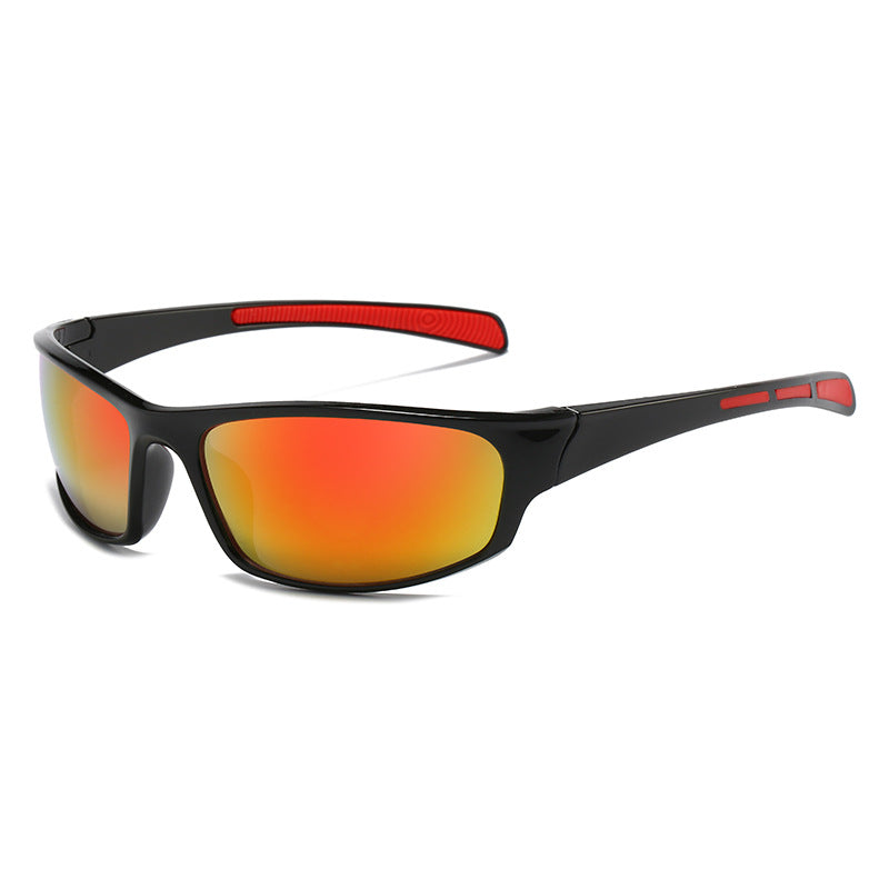 (12 PACK) Wholesale Sports Sunglasses New Arrival Unisex Outdoor Sport Cycling 2024 - BulkSunglassesWholesale.com - Black Frame Red Mirrored