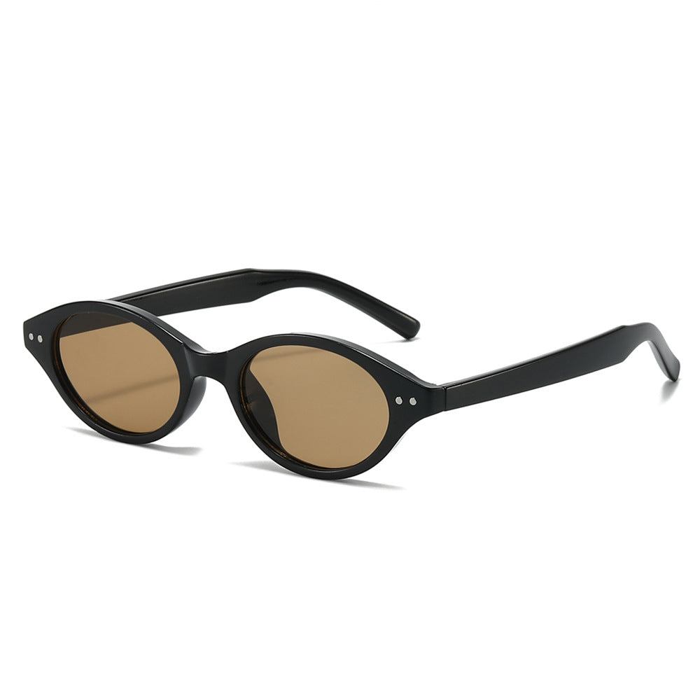 (6 PACK) Wholesale Sunglasses New Arrival Small Women Antiblue Light 2025 - BulkSunglassesWholesale.com - Shiny Black Frame Tea Lens