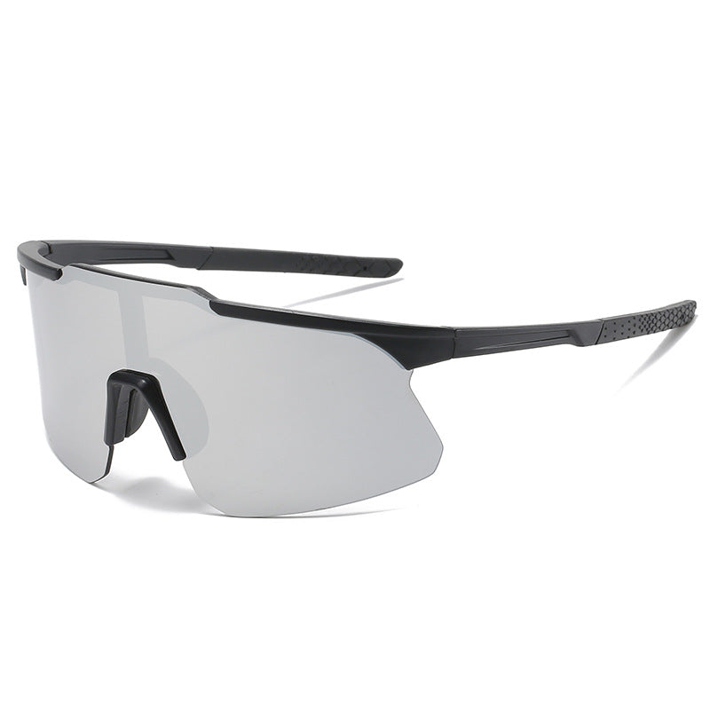 (12 PACK) Wholesale Sports Sunglasses New Arrival Unisex Fashion Oversized Outdoor Sport Cycling 2024 - BulkSunglassesWholesale.com - Black Frame Mirrored Lens