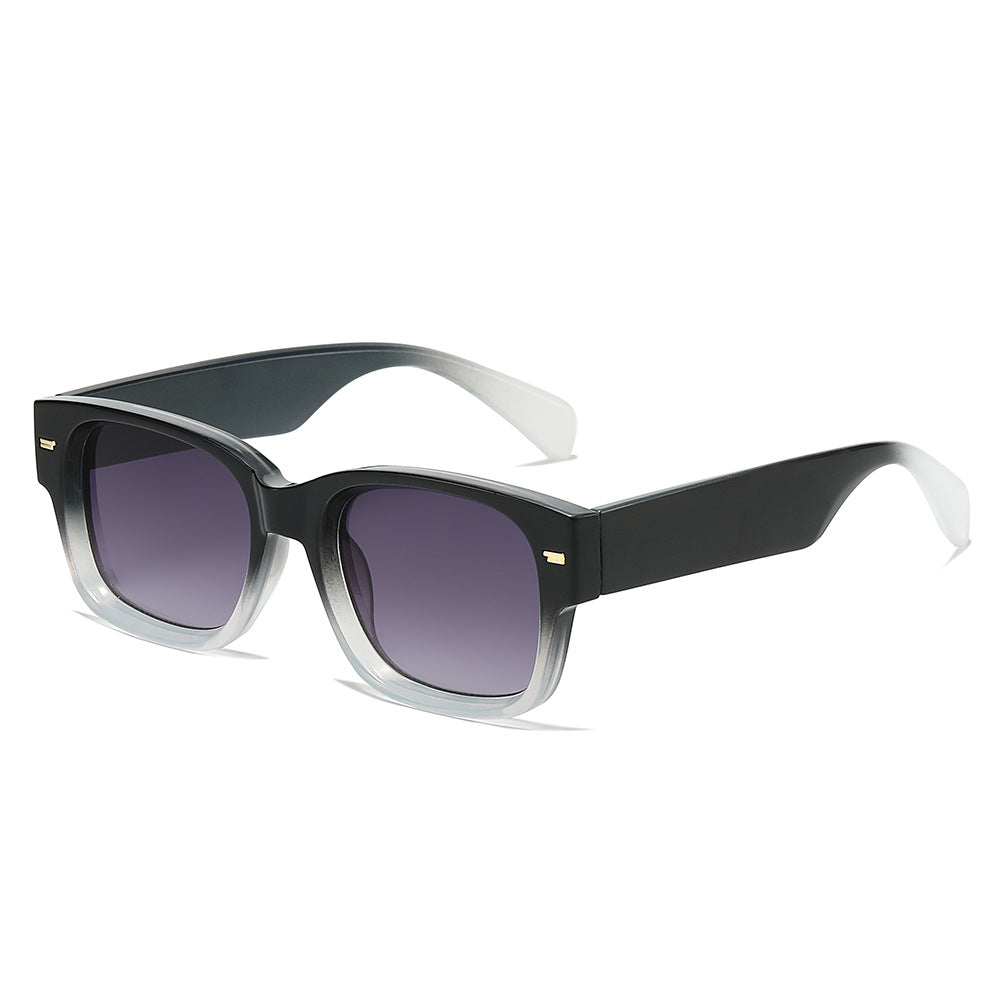 (6 PACK) Wholesale Sunglasses Small Unique Polygon Rivet Jelly Vintage Trendy 2025 - BulkSunglassesWholesale.com - Black Transparent Frame Gradient Black Lens