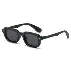 (6 PACK) Wholesale Sunglasses New Arrival Vintage Square Women Square Fashion Rivet 2025 - BulkSunglassesWholesale.com - Black Frame Black Lens