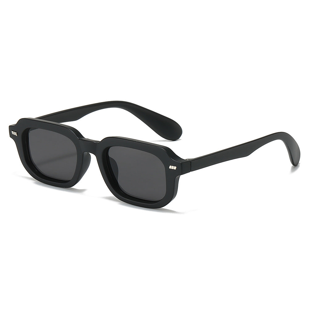 (6 PACK) Wholesale Sunglasses New Arrival Vintage Square Women Square Fashion Rivet 2025 - BulkSunglassesWholesale.com - Black Frame Black Lens