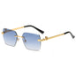 (6 PACK) Wholesale Sunglasses Fashion Square New Arrival Unique Street Trendy 2024 - BulkSunglassesWholesale.com - Gold Frame Blue